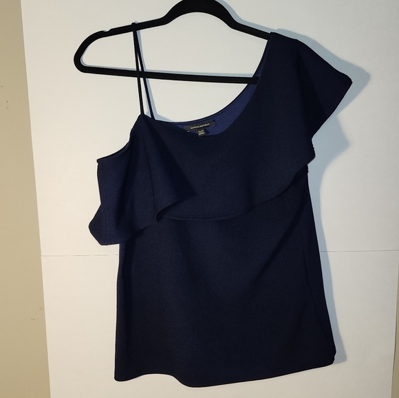 Banana Republic navy blue ruffle top in size medium - Picture 5 of 9